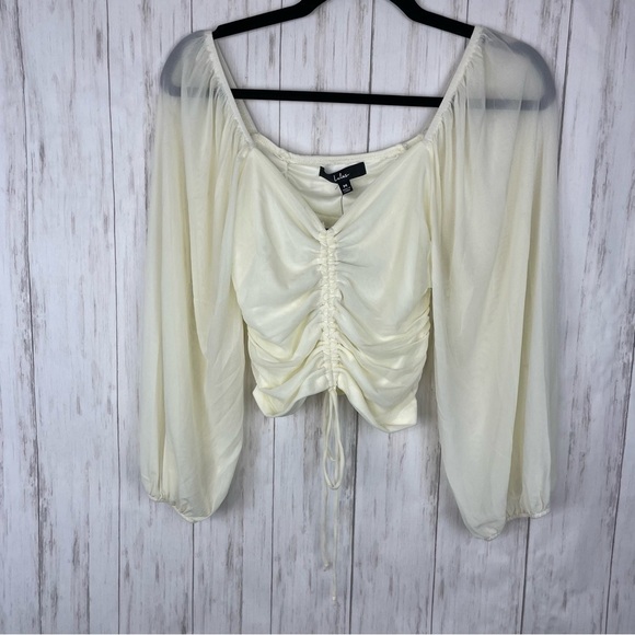 Lulus NWT cream ruched blouse medium - Picture 3 of 6